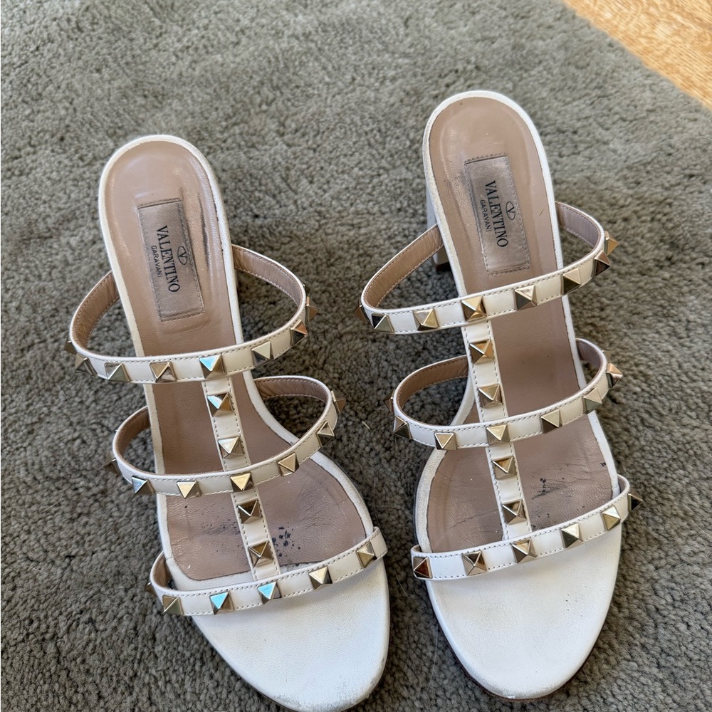 Valentino Women's Cream Studded Sandals